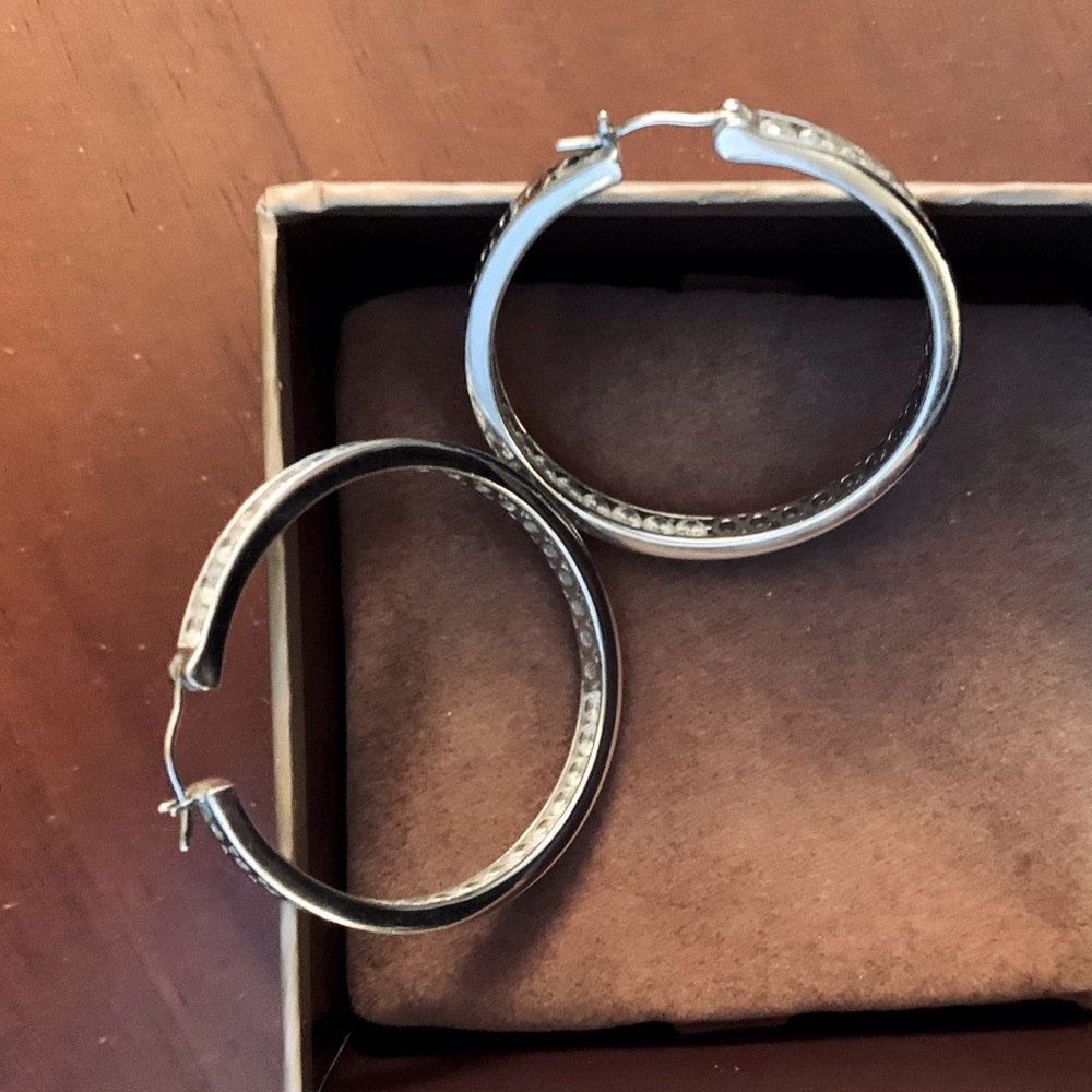 The Perfect Evening Silver & CZ Round Earring Hoops